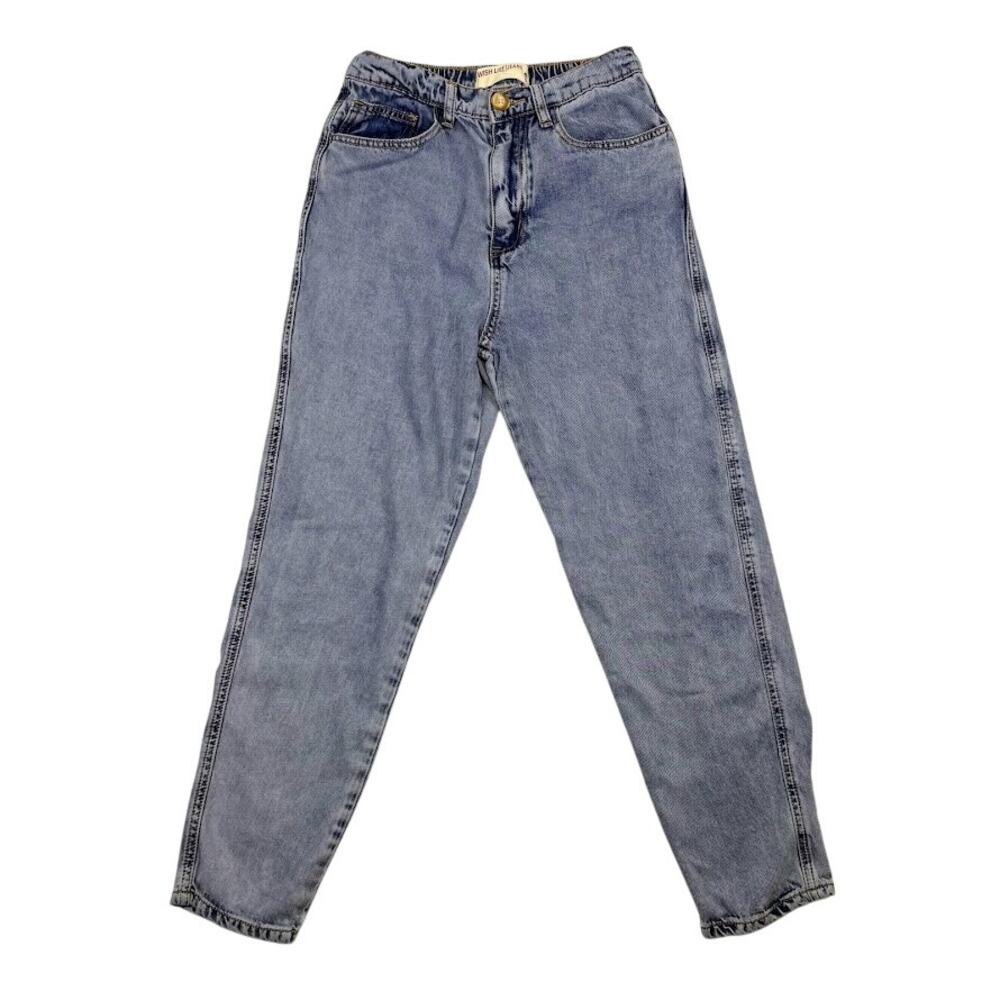Wish List High Waist Vintage Wash Mom Jeans Size S Relaxed Fit Tapered Leg